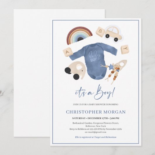 Boho baby jongen kleding en houten speelgoed regen kaart (Voorkant / Achterkant)