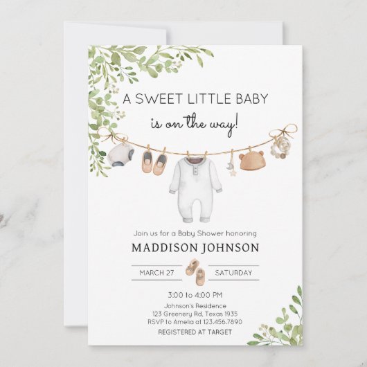 Boho Baby Kleding Baby shower Kaart (Voorkant)