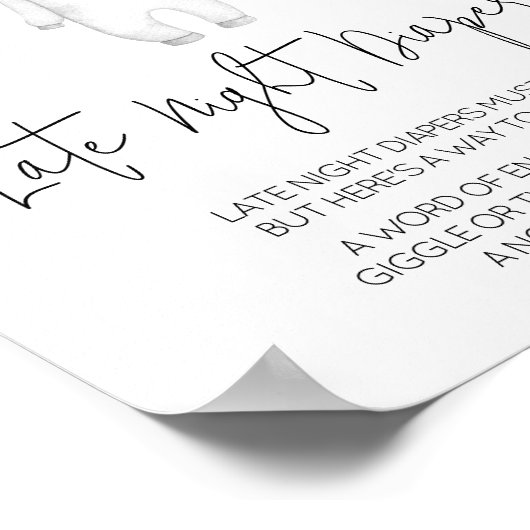 Boho Baby Kleding Baby shower Late Night Luiers Poster (Hoek)