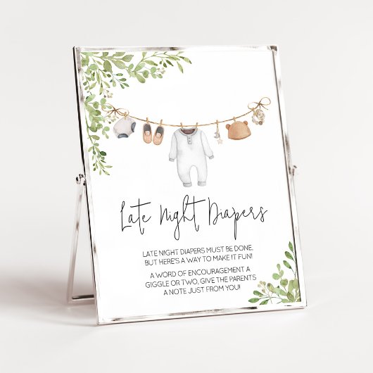 Boho Baby Kleding Baby shower Late Night Luiers Poster