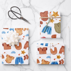 Boho Baby Kleding Baby shower Verjaardag Inpakpapier Vel