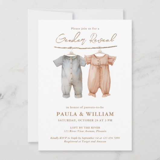 Boho Baby Kleding Geslacht Onthullen Partij Uitnod Kaart (Voorkant)