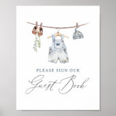 Boho Baby Kleding Jongen Baby shower Gast Boek Sig Poster (Voorkant)