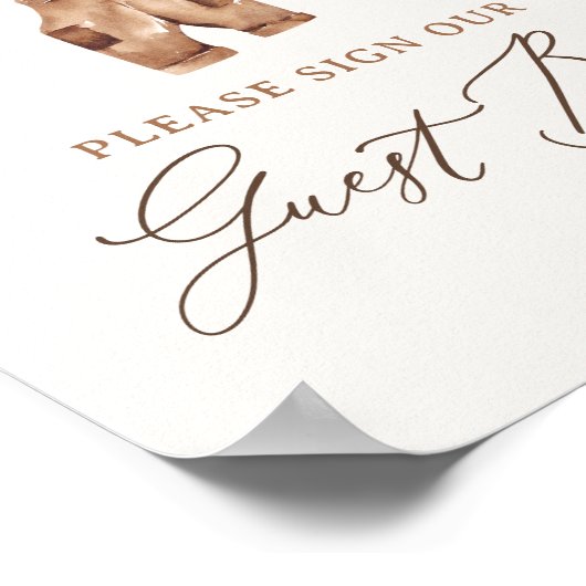 Boho Baby Kleding Jongen Baby shower Gast Boek Sig Poster (Hoek)