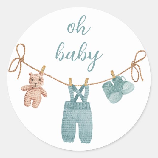 BOHO Baby Kleding Jongen Oh Baby Ronde Sticker (Voorkant)