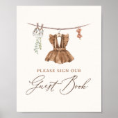 Boho Baby Kleding Meisje Baby shower Gast Boek Sig Poster (Voorkant)