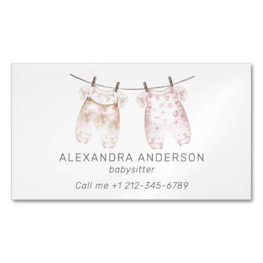 Boho Baby Kleding Waterverf Babysitter Magnetisch Visitekaartje (Voorkant)