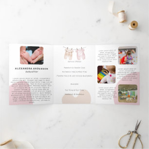 Boho Baby Kleding Waterverf Babysitter Service Drieluik Kaart