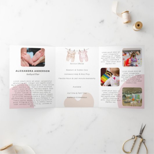 Boho Baby Kleding Waterverf Babysitter Service Drieluik Kaart (Binnen)