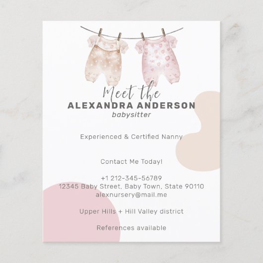 Boho Baby Kleding Waterverf Babysitter Service Flyer (Voorkant)