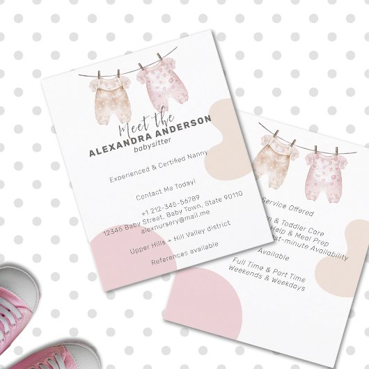 Boho Baby Kleding Waterverf Babysitter Service Flyer