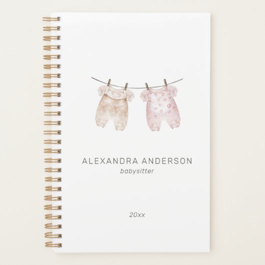 Boho Baby Kleding Waterverf Babysitter Service Planner (Voorkant)
