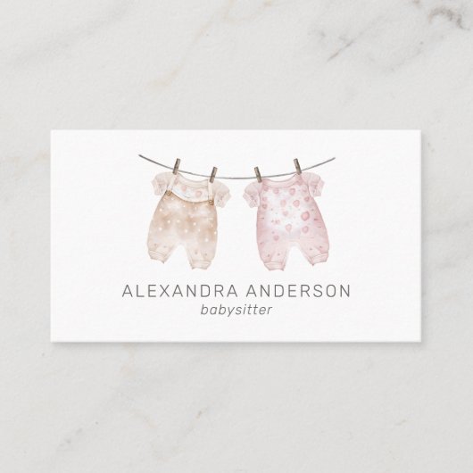 Boho Baby Kleding Waterverf Babysitter Visitekaartje (Voorkant)