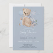 Boho baby knuffelbeer uitnodiging (Voorkant)