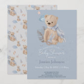 Boho baby knuffelbeer uitnodiging (Voorkant / Achterkant)