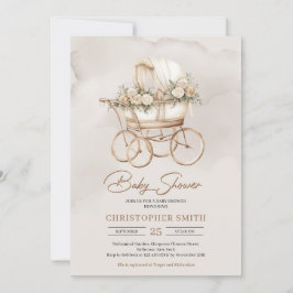  Boho baby koets Neutrale Salie Bloemen Kaart