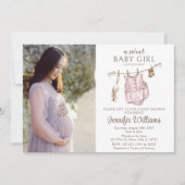  boho baby meisje kleding baby shower foto kaart (Voorkant)