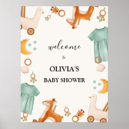 Boho Baby Meisje Kleding Baby shower Welkomstbord Poster