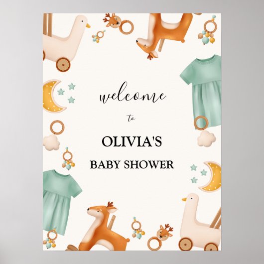 Boho Baby Meisje Kleding Baby shower Welkomstbord Poster (Voorkant)