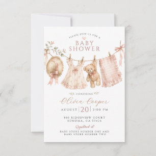 Boho Baby Meisjesklerenlijn Blush Roze Baby Borrel Kaart