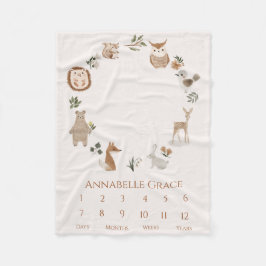 Boho Baby Milestone Woodland Dierenkrans Fleece Deken