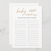 Boho Baby Names Baby shower Game Programmakaart (Voorkant / Achterkant)