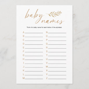 Boho Baby Names Baby shower Game Programmakaart