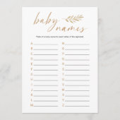 Boho Baby Names Baby shower Game Programmakaart (Voorkant)
