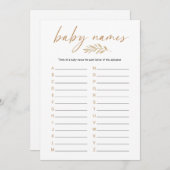 Boho Baby Names Baby shower Game Programmakaart (Voorkant / Achterkant)