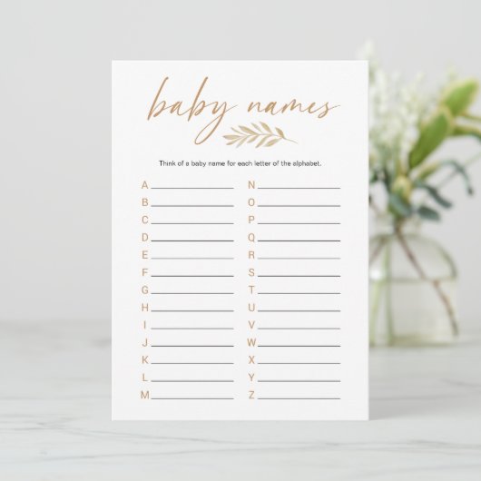 Boho Baby Names Baby shower Game Programmakaart (Staand voorkant)
