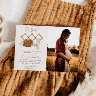Boho Baby Neutrale Shower Foto Uitnodiging