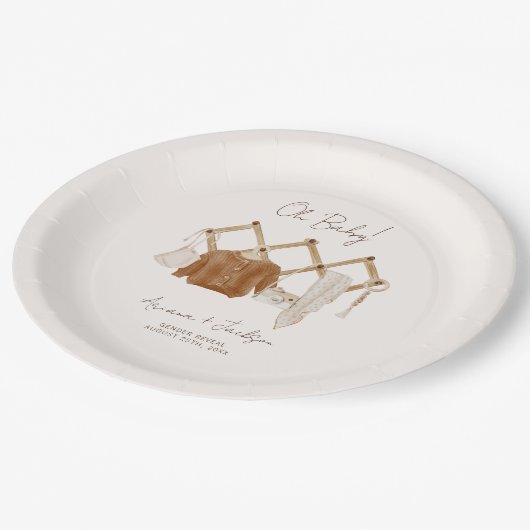 Boho Baby Neutrale Shower Invitation Papieren Bordje (Gekanteld)