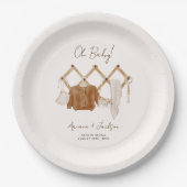Boho Baby Neutrale Shower Invitation Papieren Bordje (Voorkant)