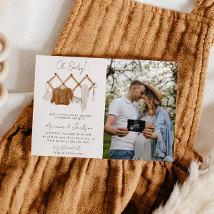 Boho Baby Neutrale Shower Koppel Foto Uitnodiging