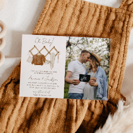 Boho Baby Neutrale Uitnodiging voor Fotocouple Sho