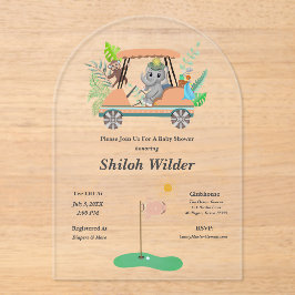 Boho Baby Olifant & Aap Golf Baby Shower Acryl Uitnodigingen