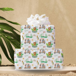 Boho Baby Olifant, Aap, Leeuw Golf Baby Patroon Cadeaupapier