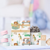 Boho Baby Olifant, Aap, Leeuw Golf Baby Patroon Cadeaupapier