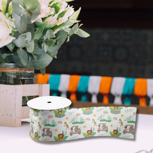 Boho Baby Olifant, Aap, Leeuw Golf Baby Patroon Satijnen Lint