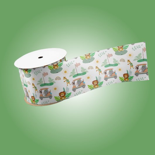 Boho Baby Olifant, Aap, Leeuw Golf Baby Patroon Satijnen Lint