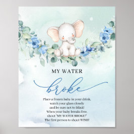 Boho Baby olifant blauw bloemenspel Mijn Water Bro Poster