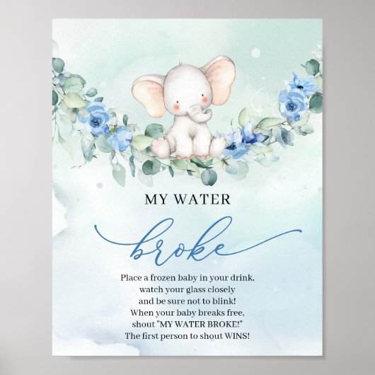 Boho Baby olifant blauw bloemenspel Mijn Water Bro Poster (Voorkant)