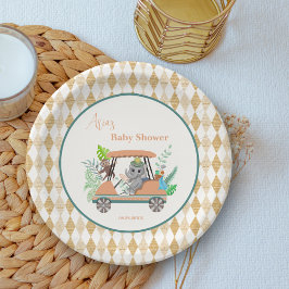 Boho Baby Olifant en Aap Golf Baby Shower Papieren Bordje