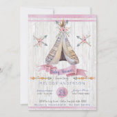 Boho Baby Pink Girl Baby shower Kaart (Voorkant)