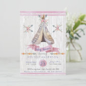 Boho Baby Pink Girl Baby shower Kaart (Staand voorkant)