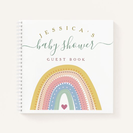 Boho Baby Rainbow Baby shower Guest Book Notitieboek (Voorkant)