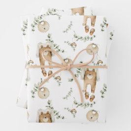 Boho Baby regenbogen slabbetjes botanisch groen pa Inpakpapier Vel