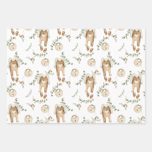 Boho Baby regenbogen slabbetjes botanisch groen pa Inpakpapier Vel (Voorkant)