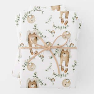 Boho Baby Regenboog Bibs Botanisch Groen Patroon Inpakpapier Vel