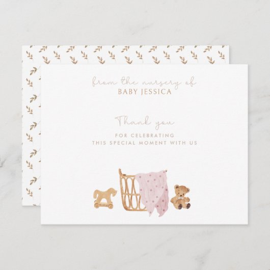 Boho Baby shower bedankkaart – baby wieg Kaart (Voorkant / Achterkant)